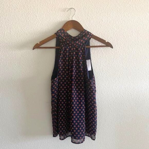 Banana Republic Navy & Orange Halter Top Sleeveless Blouse - Picture 1 of 4